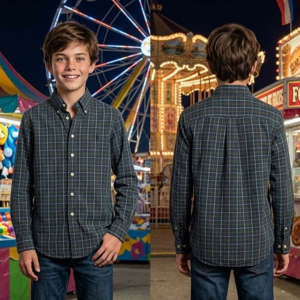 Vintage Ralph Lauren Plaid Shirt Boys Size 8 Small 30” Chest